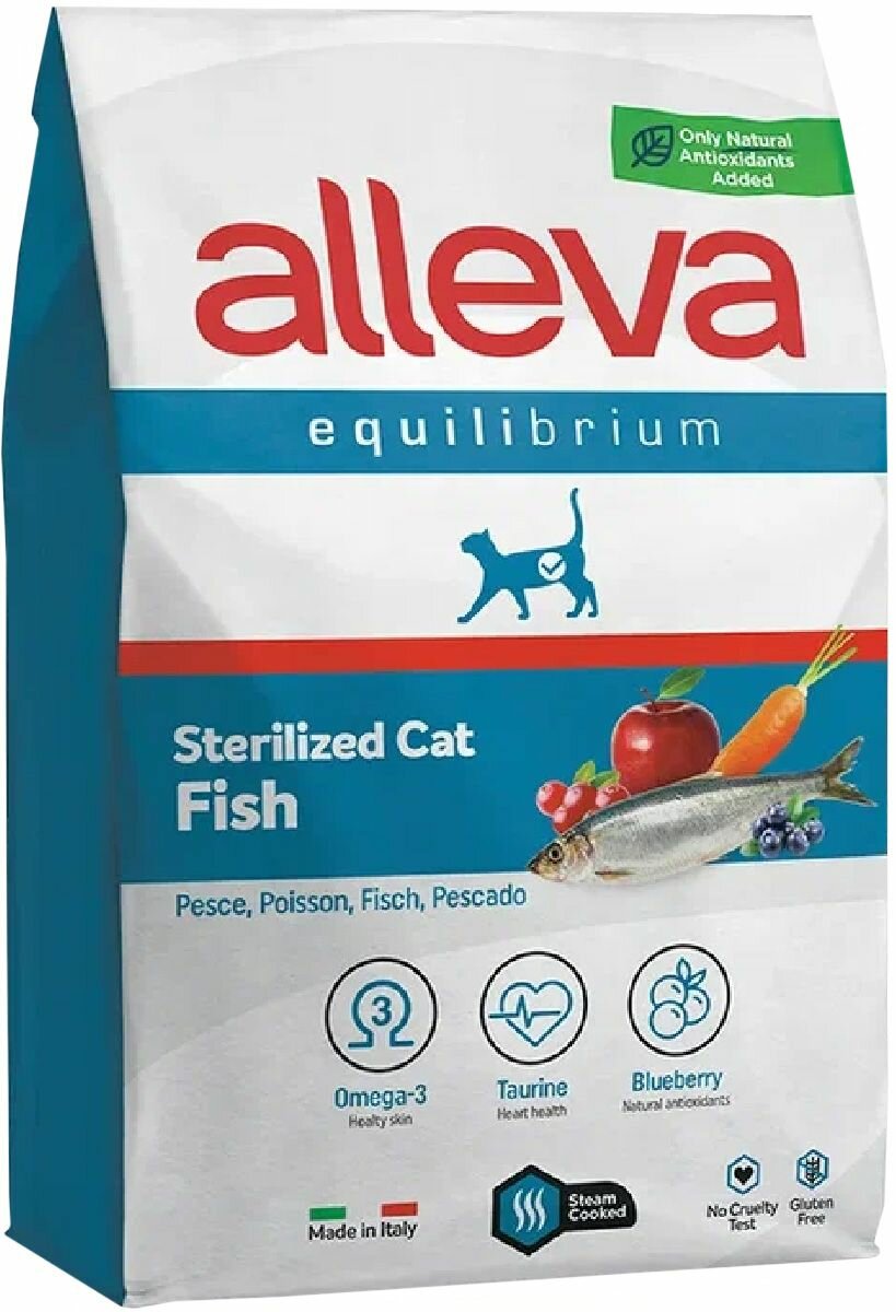 ALLEVA EQUILIBRIUM ADULT CAT STERILIZED FISH для взрослых кастрированных котов и стерилизованных кошек с рыбой (10 кг)