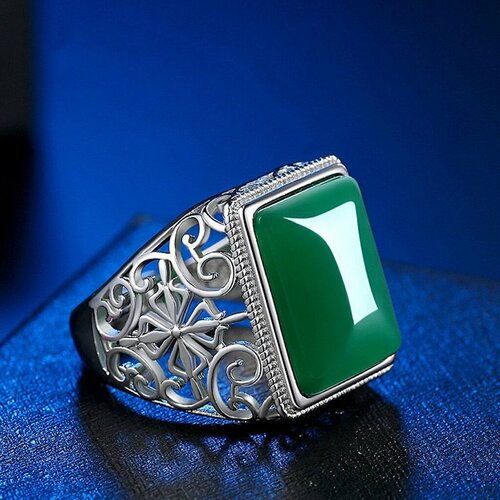 фото Кольцо мужское кольцо с крестом, безразмерное, синий green crystal