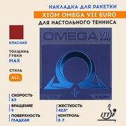 Накладка для ракетки настольного тенниса Omega VII Euro (цвет красный, толщина max)