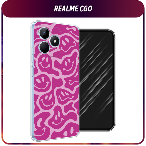 Силиконовый чехол на Realme C60 / Реалми C60 Расплывчатые смайлики розовые силиконовый чехол на realme c60 реалми c60 пыльно розовые пионы