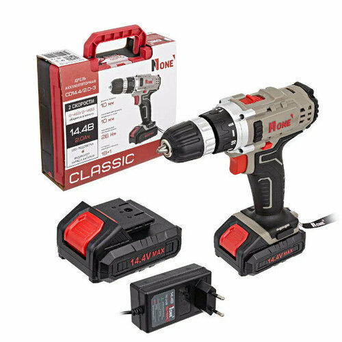 Аккумуляторная дрель-шуруповерт Number one Дрель ак ДА-10 14 CD144 20-3 CLASSIC20Ah2акк З У144В2скор кейсс орган26Hm LED-подсв 4650₽