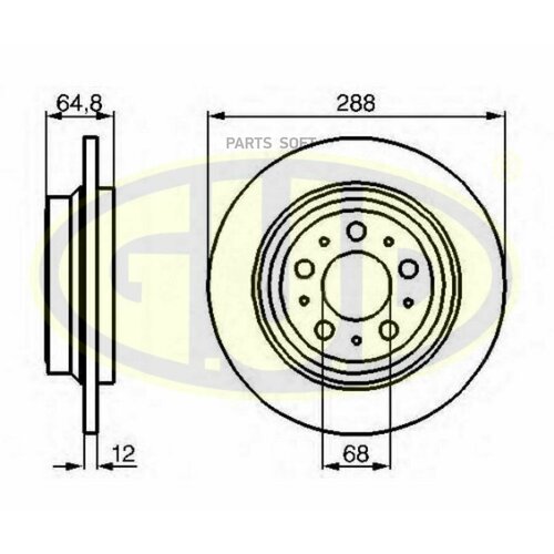 GUD GDB112151 Диск тормозной vol s60/s80/v70 ii/xc70 зад не вент 288х11,9