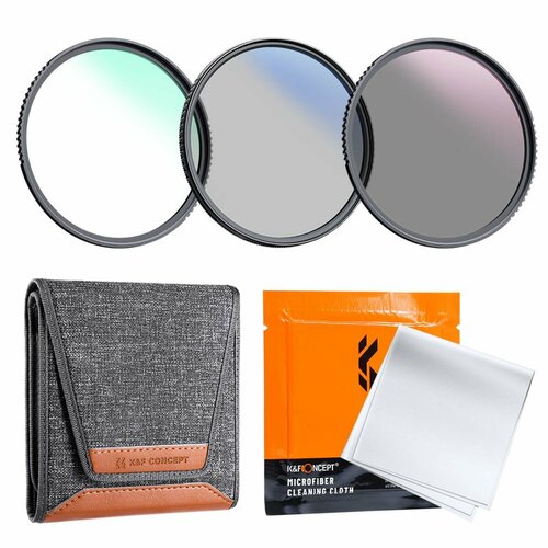 Набор из 3 фильтров K&F Concept (MCUV/CPL/ND4) + Filter Pouch, 67mm knightx two half prism filter 49mm 52mm 58mm 67mm 77mm nd cpl photography variable glass rotatable special effects special blur