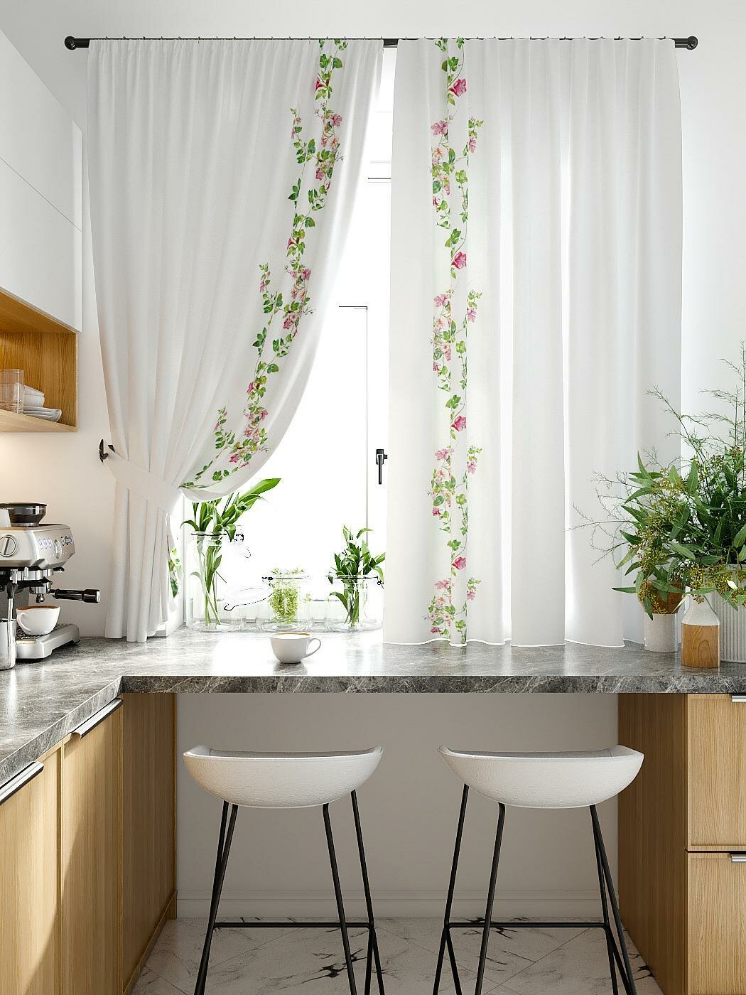 Комплекты штор AT HOME Фликстон высота 180 см, ширина 150 см, крепление - шторная лента, Белый