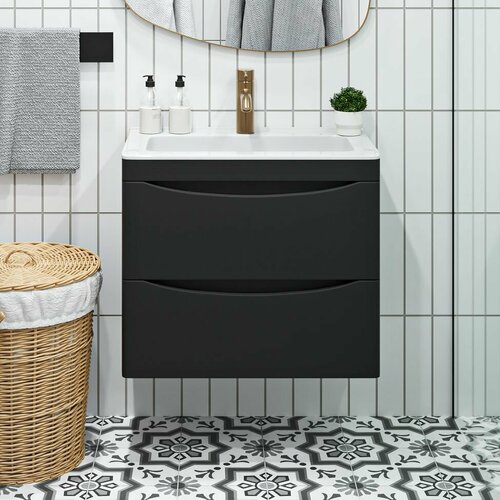 Vivon Тумба с раковиной Ostin 60 подвесная черная матовая