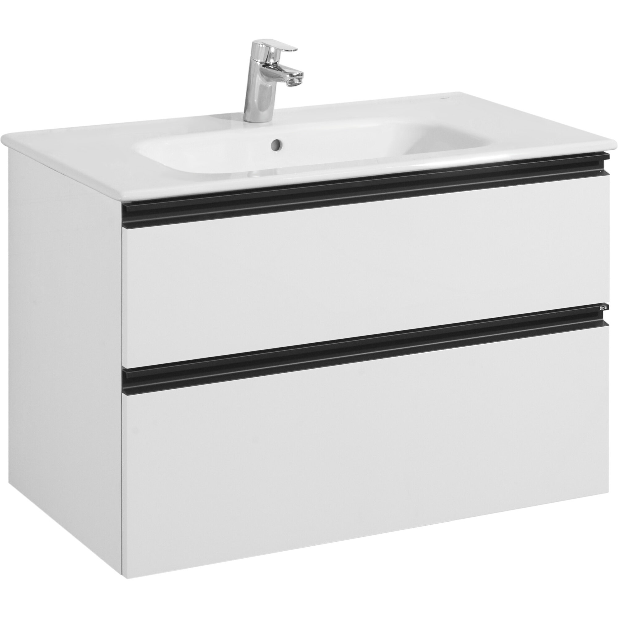 фото Тумба под раковину Roca Domi 80 белый глянец 2 ящика A857459806