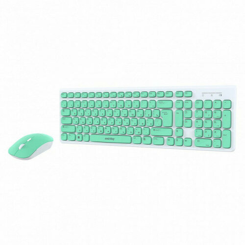 Клавиатура беспроводная + мышь Smartbuy SBC-250288AG-WG, бело-зелёный клавиатура беспроводная мышь smartbuy sbc 510590ag v фиолетовый