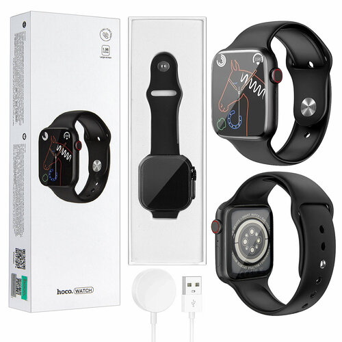 Смарт-часы Hoco Y12, черный женские цифровые часы bluetooth фитнес трекер спортивные часы монитор сердечного ритма кровяного давления умный браслет детские часы