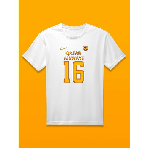 Футболка Барселона номер 16, размер 3XS, белый