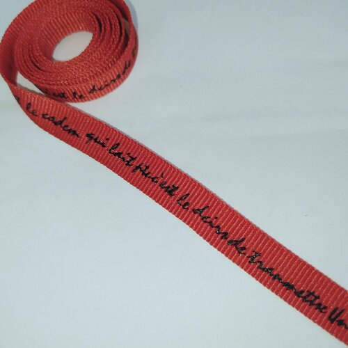Тесьма /лента репсовая для шитья, принт черный на красном, ш.10 мм, в упаковке 40 м, для шитья, творчества, рукоделия.