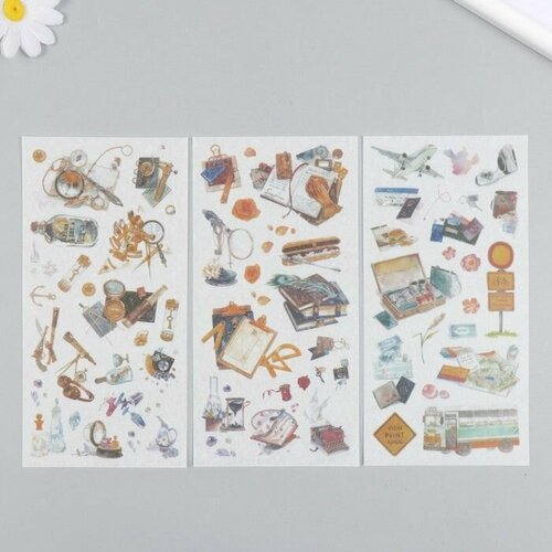 Наклейки для творчества бумага Путешествия и искусство набор 3 листа 10х20 см 650₽