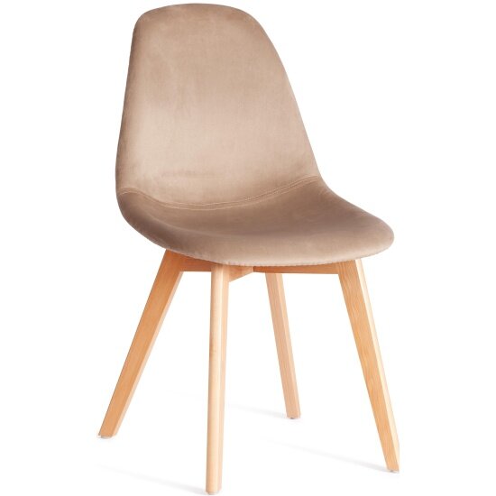 Стул Tetchair CINDY SOFT (mod. C1021F1-1) / 1 шт. в упаковке велюр/дерево бук, 55 х 48 х 83 см, коричневый HLR12 / натуральный