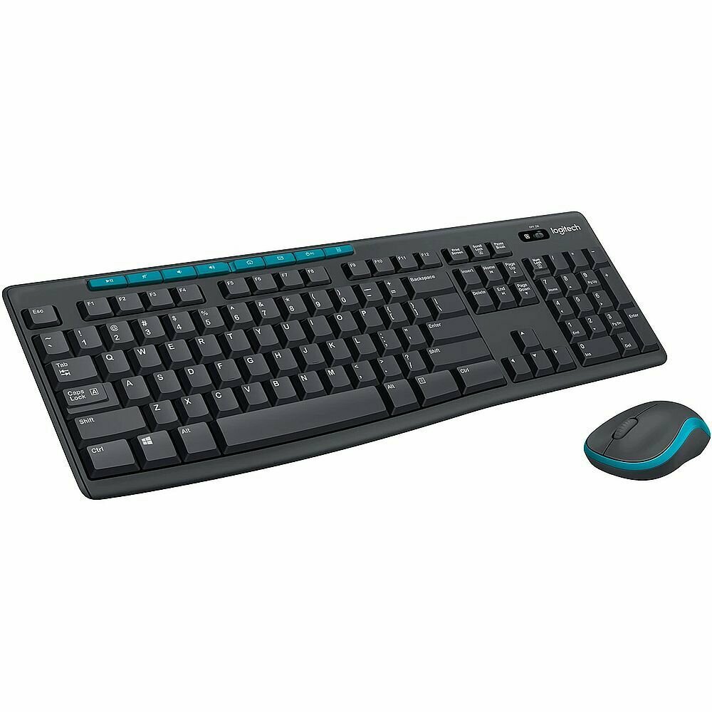 Комплект беспроводной Logitech MK275 [920-008535] клавиатура черная, 112 клавиш с защитой от воды, мышь черная, оптическая, 1000dpi, 3 кнопки, 2.4GHz, USB-ресивер