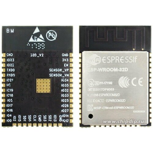 ESP32-WROOM-32D [16MB], Встраиваемый Wi-Fi/Bluetooth модуль на базе чипа ESP32-D0WD с PCB-антенной