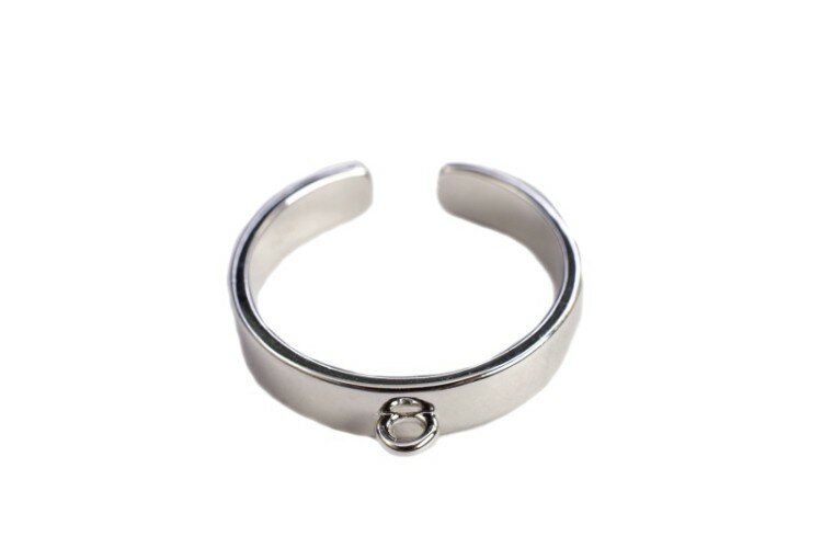 Основа для кольца 18мм (регулируется) с петелькой 1,8мм, латунь, родий, 15-039, 1шт