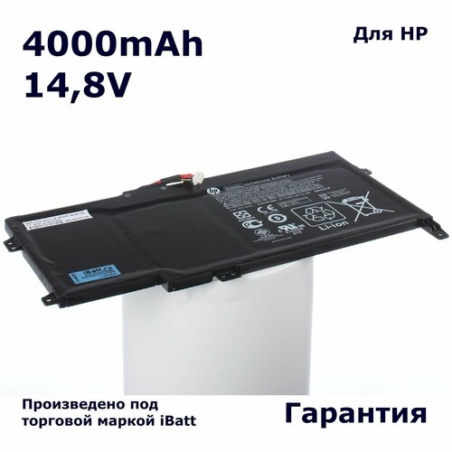 Аккумулятор iBatt 4000mAh, для HP- Envy 6-1151er ENVY Sleekbook 6-1252er 6-1155er 6-1054er Ultrabook 6-1254er 6-1152er