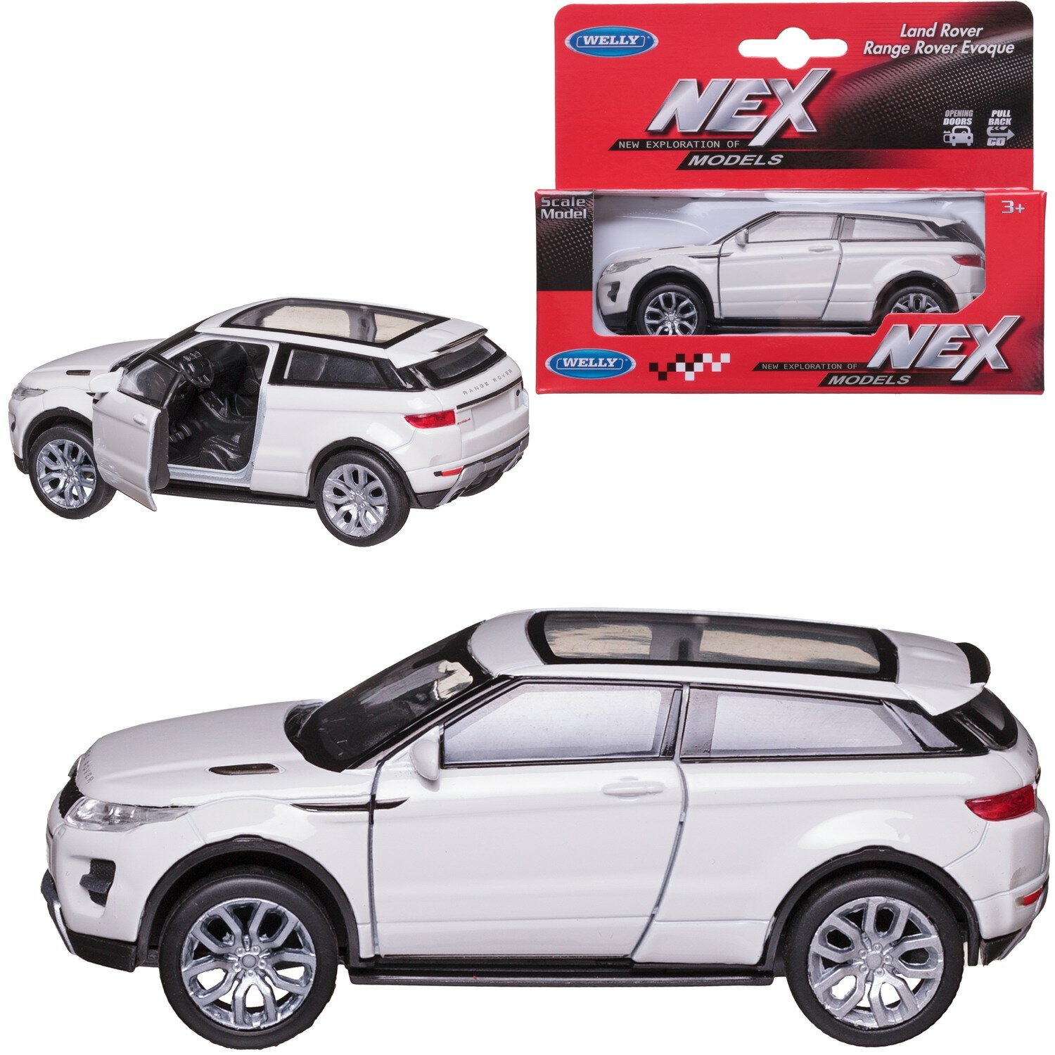 Машинка Welly 1:38 LAND ROVER RANGE ROVER EVOQUE белая 43649W/белая