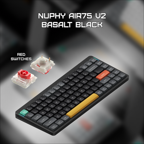 Проводнаябеспроводная клавиатура Nuphy AIR75v2 Basalt Black Red русскаяанглийская 1460000₽