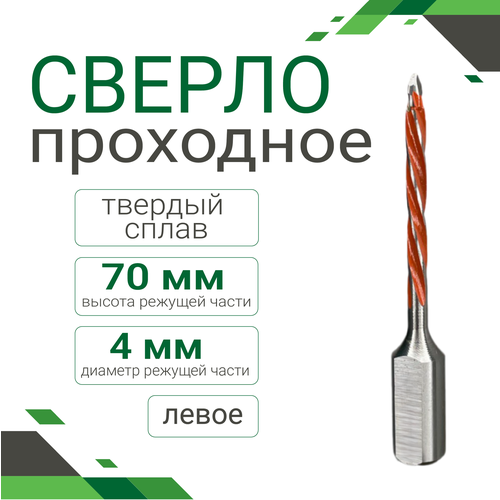 Сверло проходное тв. сплав 4*70 левое