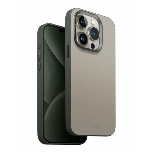 Чехол Uniq для iPhone 15 Pro Lyden DS MagClick Charging (Magsafe) кость/зеленый мох (IVORY/LICHEN GREEN) желтый, зеленый, бежевый, слоновая кость
