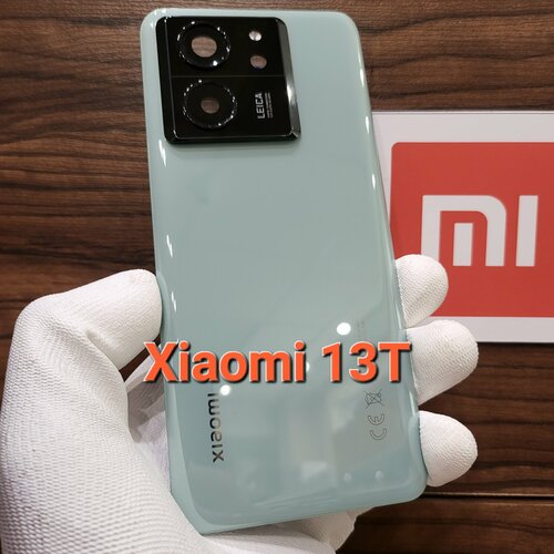 Крышка для Xiaomi 13T / 13T Pro - оригинальная задняя стеклянная панель (светло-зелёного цвета) зеленый