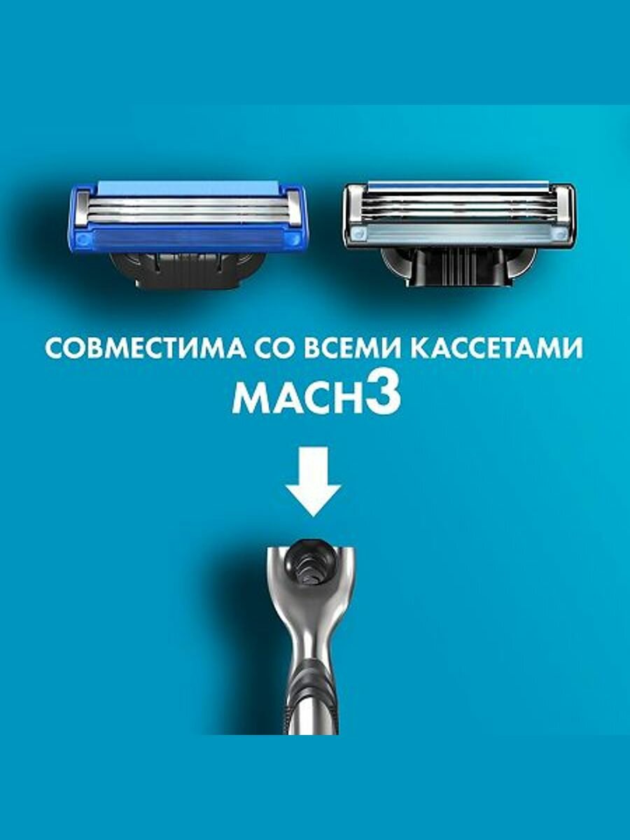 GILLETTE Mach 3 Мужская Бритва с 3 лезвиями, 2 кассеты — фото 1