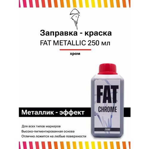 Заправка - краска для маркеров Fat Metallic Chrome Хром 250 мл