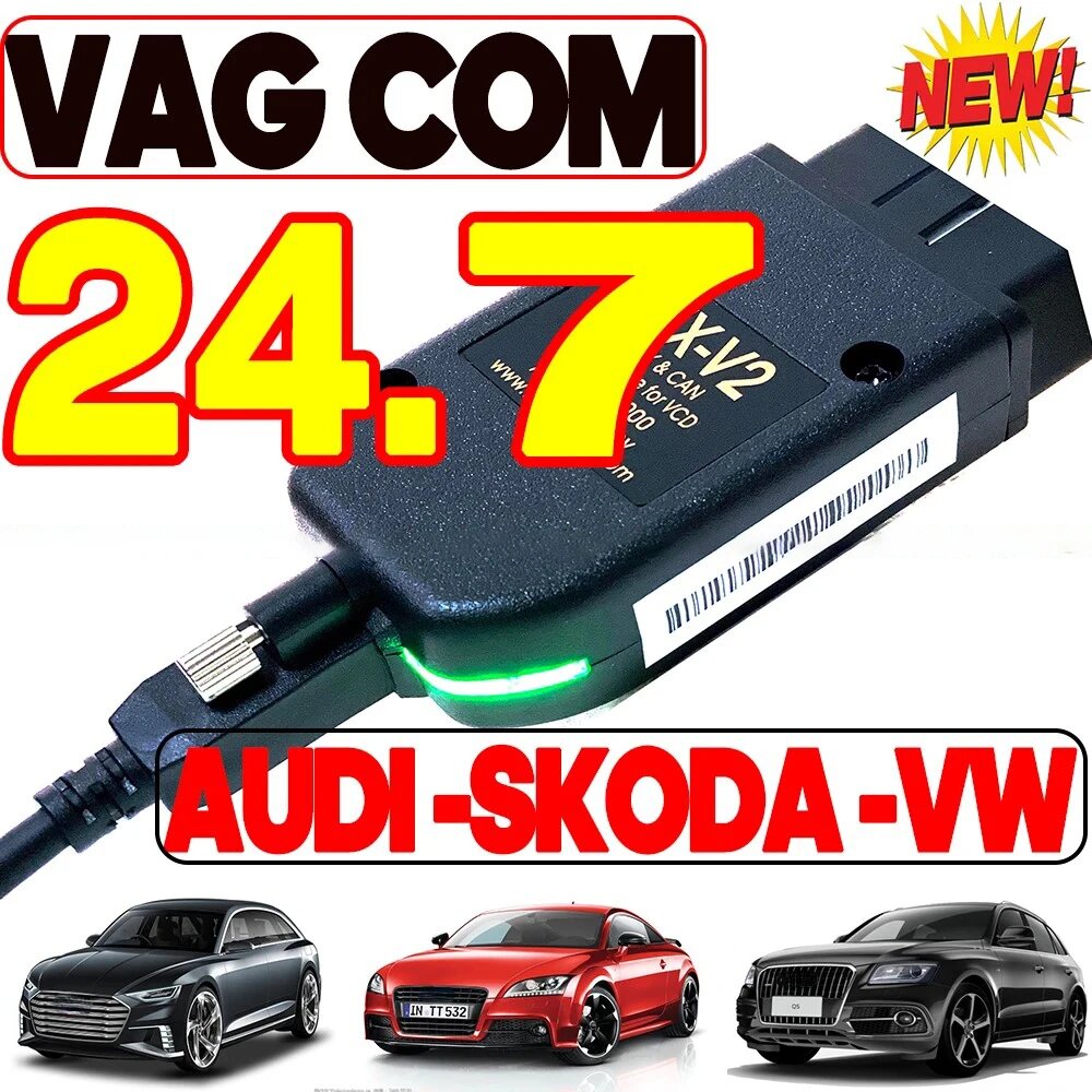 Интерфейс VCDS VAGCOM 2025 VCDSCAN HEX V2, обновление 24,7 для VW, для AUDI Skoda Seat, многоязычные автомобильные диагностические инструменты, Russian English