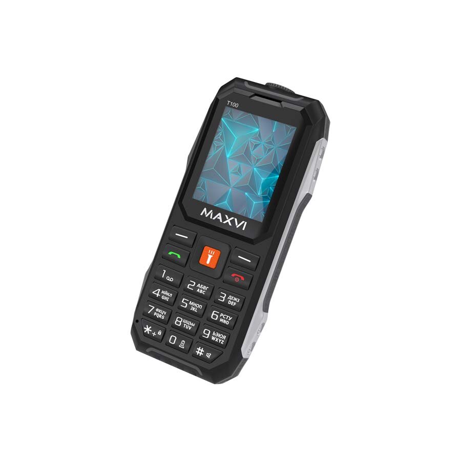 Кнопочный телефон MAXVI T100, 2 SIM, 1.77", 33МБ, 1500мАч, IP54, FM-радио, чёрный — фото 1