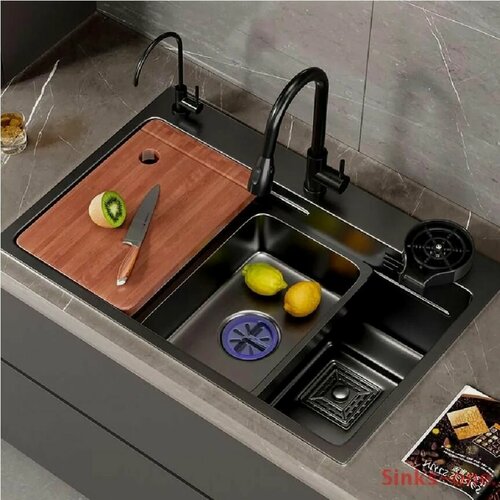 Изображение товара Кухонная мойка из нержавеющей стали, 60x45 см, черная Sinks-one