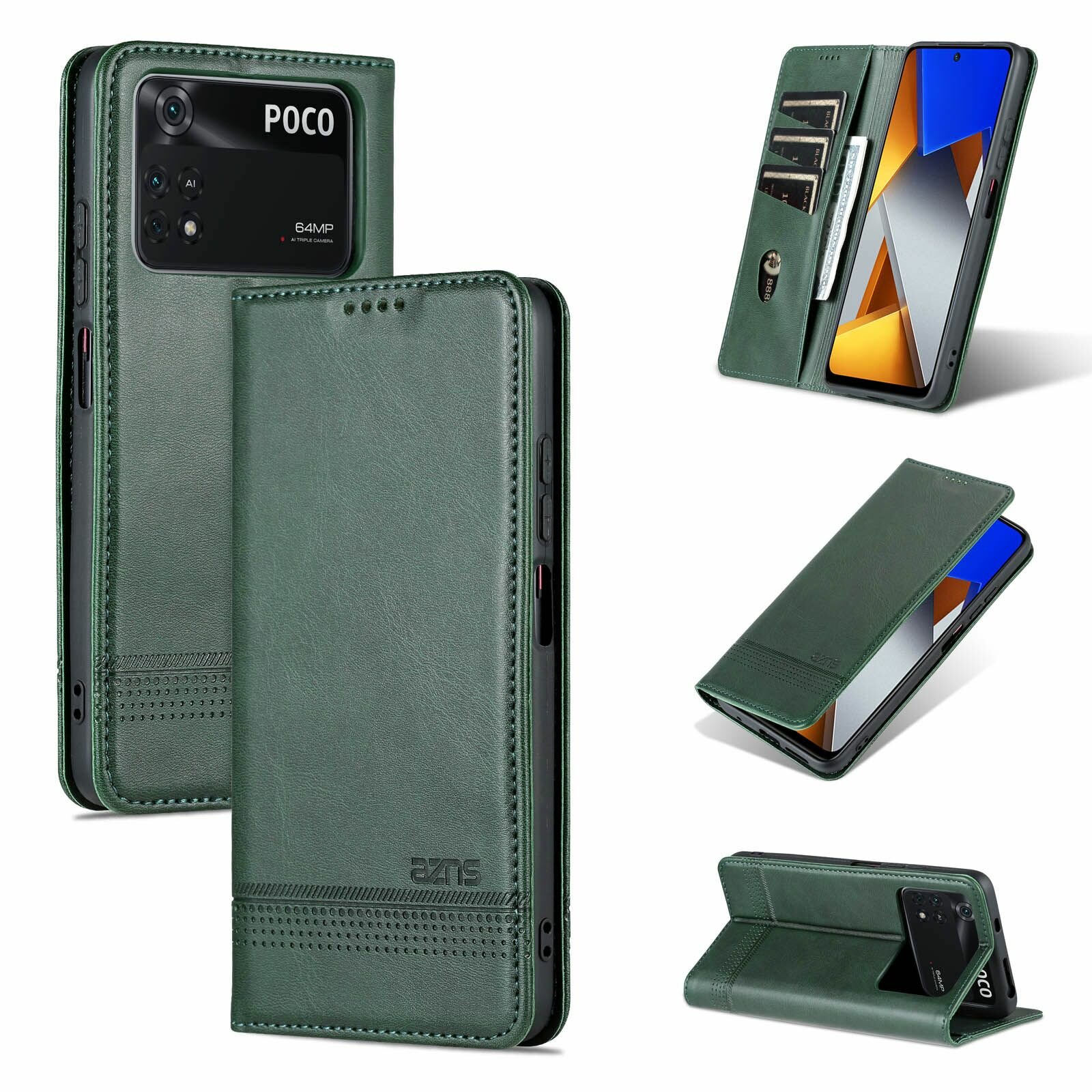 AZNS Чехол книжка для Xiaomi Poco M4 Pro 4G (Сяоми Поко М4 Про 4Г) мягкое прикосновение мульти-подставкой и визитницей