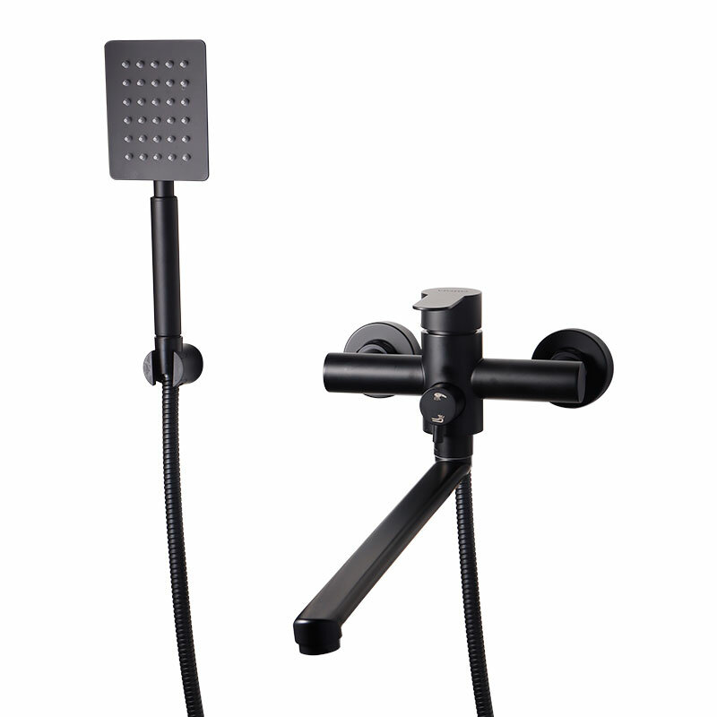 Смеситель для ванны VIGRO VG22801 7  нержавеющая сталь  чёрный  поворотный излив