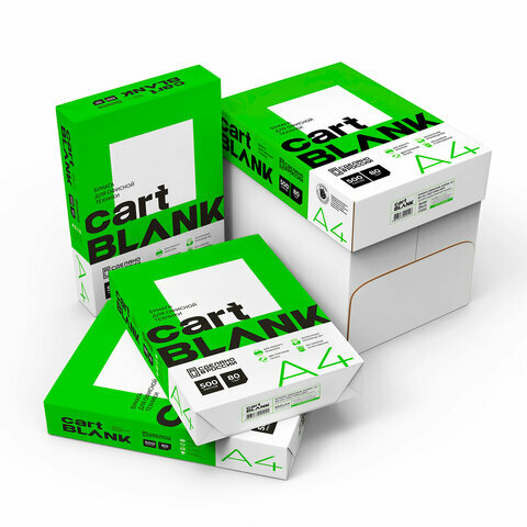 2 шт. Бумага офисная А4, 80 г/м2, 500 л, марка С, CARTBLANK, Россия, 146% (CIE)