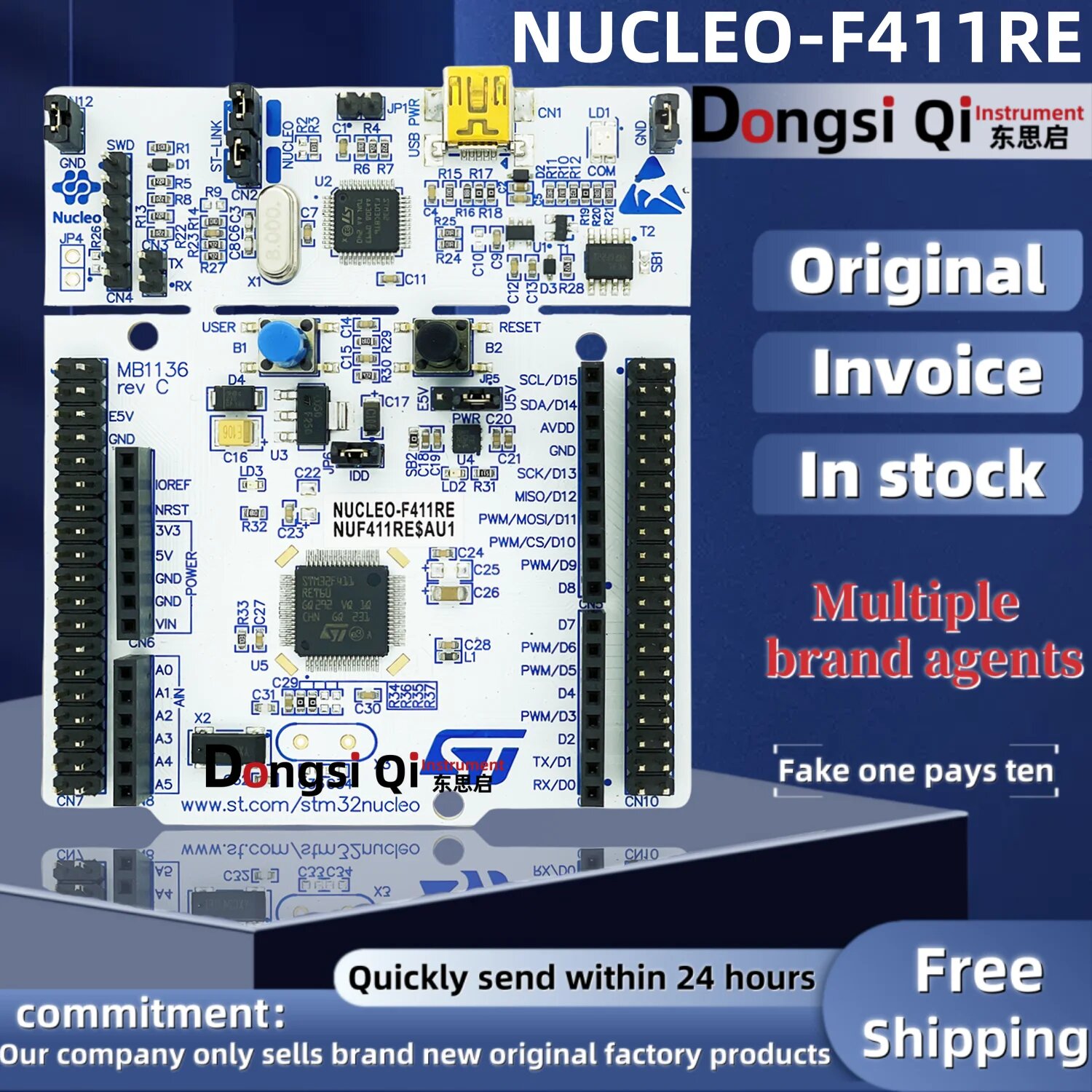 1 шт./лот NUCLEO-F411RE STM32 Nucleo-64 STM32F411RET6 макетная плата 100% новый оригинал