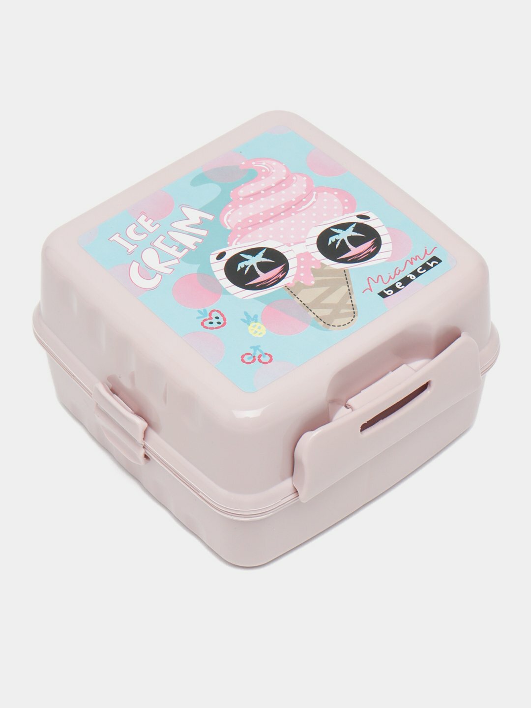 Контейнер для хранения пищи, ланч-бокс с отделениями и вилкой Бежевый меланж