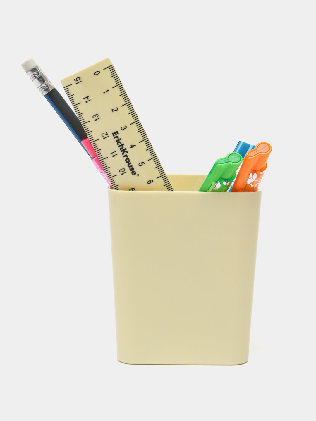 Подставка-органайзер для ручек, карандашей и школьных принадлежностей, ErichKrause Base - Кремовый