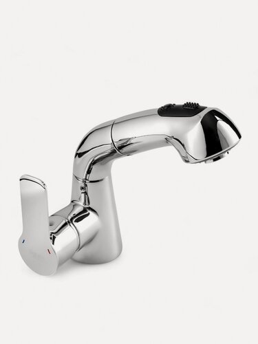 Изображение товара Смеситель для кухни с вытягивающей двухрежимной лейкой на 130 см, хромированный