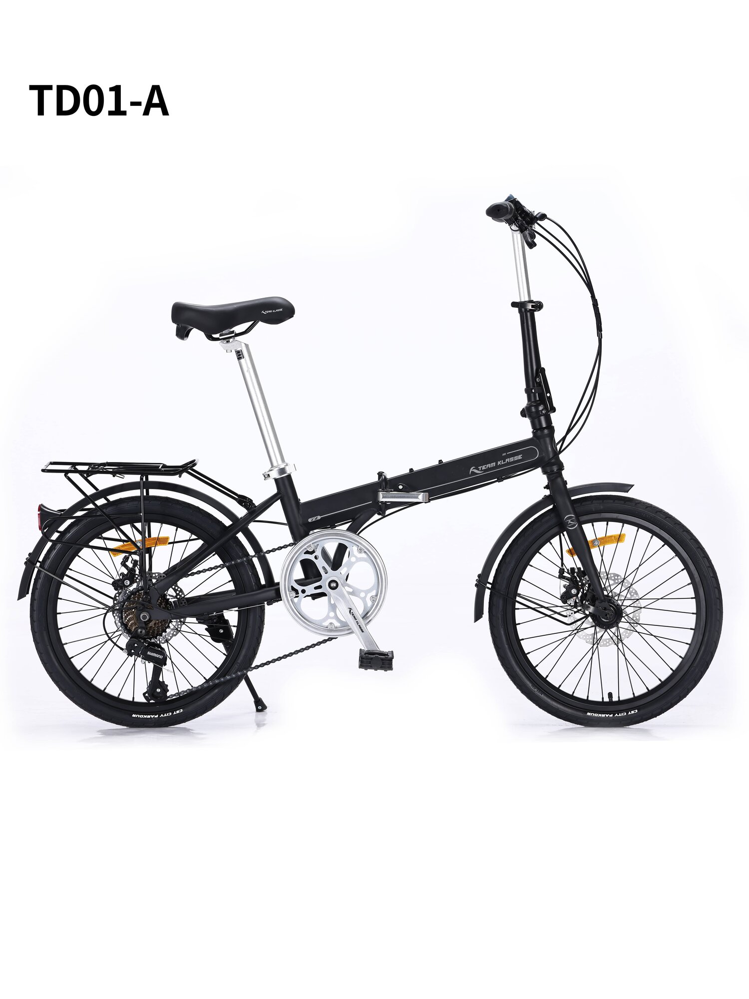 Велосипед Team Klasse XD-TD-01-A, городской, складной, 7 скоростей, диаметр колес 20", рама 11.5", черный