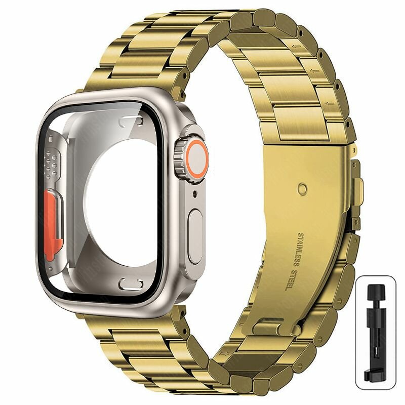 Лента из нержавеющей стали Ultra чехол для Apple Watch ремешок 44 мм 45 мм 41 мм 40 мм для iWatch Series 9 8 7 6 SE 5 4
