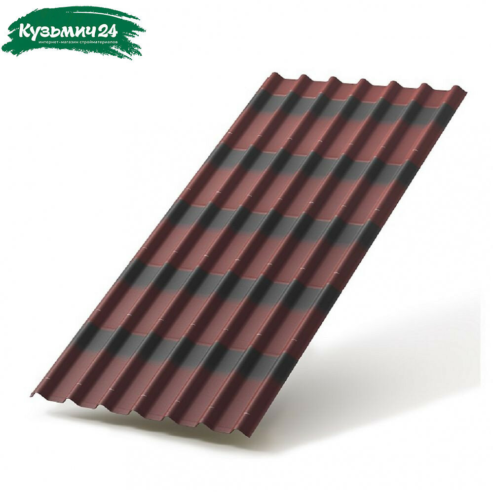Черепица битумная Ондулин красный листовая для оформления кровли 950х2000 мм