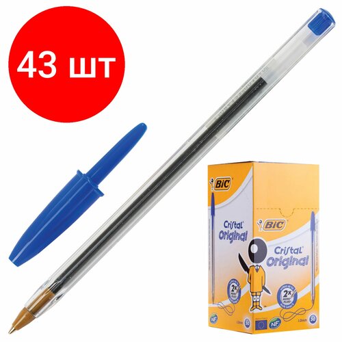 BIC Ручка шариковая Cristal Original, 1 мм, синий цвет чернил, 43 шт. ручка bic 847898