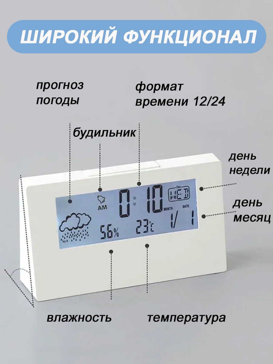 Гигрометр/термометр домашний - портативная метеостанция с подсветкой - фотография № 2