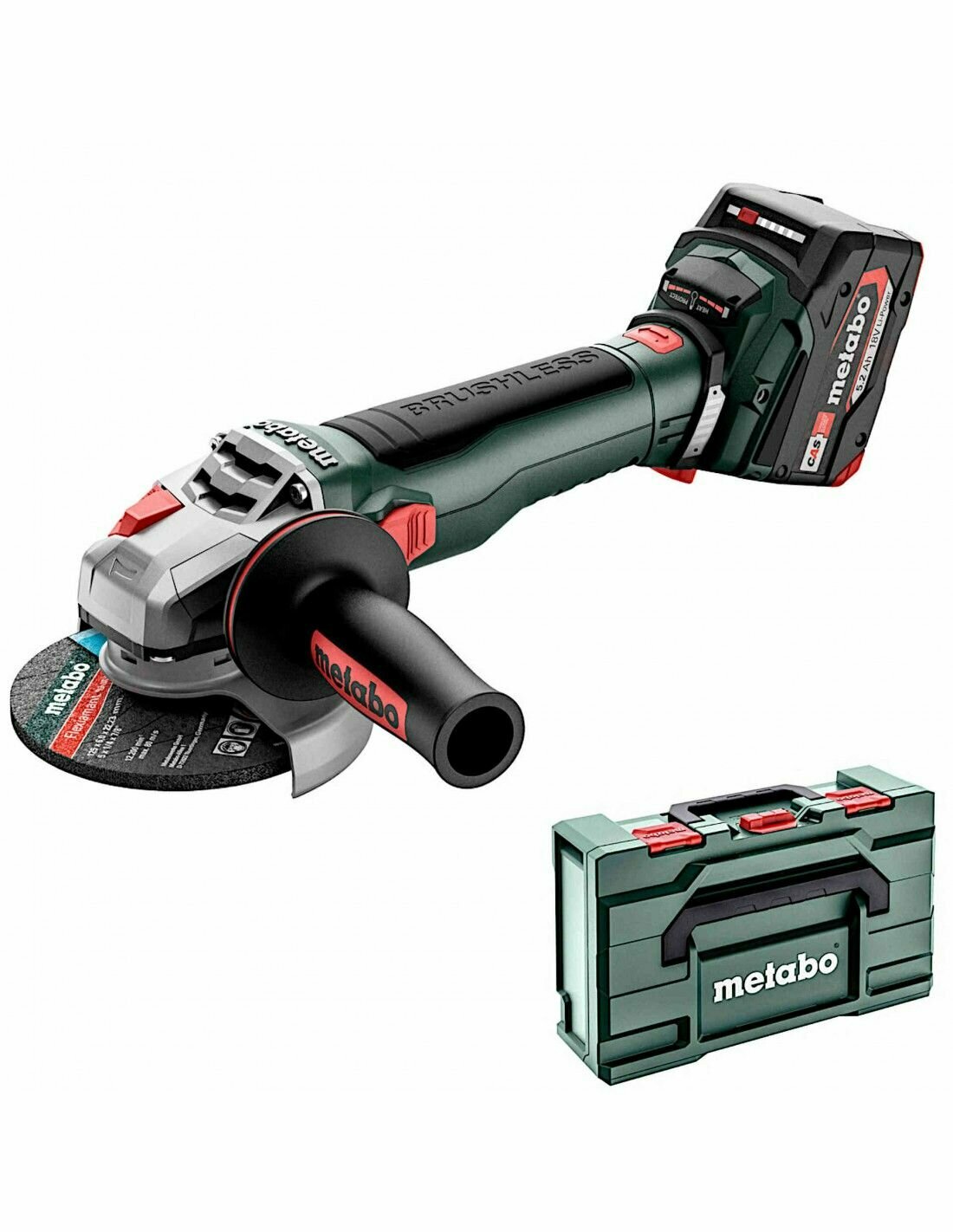 Аккумуляторная угловая шлифовальная машина Metabo WB 18 LT BL 11-125 (613054650) 2 аккумулятора 52 Ач зарядное устройство кейс