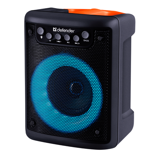 Колонка портативная музыкальная bluetooth, беспроводная с блютуз Defender Funky 10вт черный, оранжевый