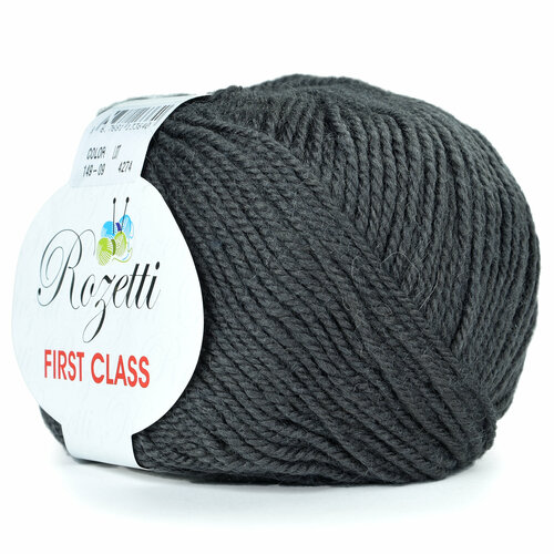 фото Пряжа rozetti first class. 50% мериносовая шерсть, 50% микрофибра, 50гр/115м, (149-09 темно-серый) 1 упаковка (10 мотков)