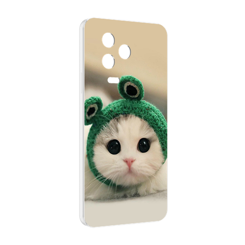 Чехол MyPads кот-лягушка детский для Infinix Note 12 2023 (X676C) задняя-панель-накладка-бампер