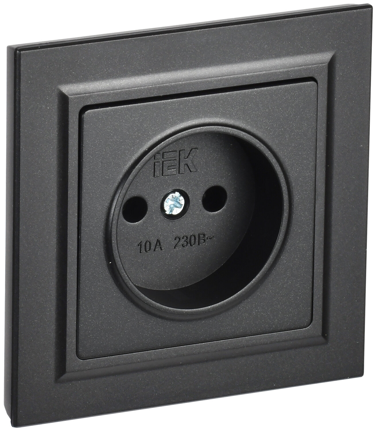 фото IEK BRITE Черный Розетка без з/к/ш 10А в сборе РСР10-1-0-БрЧ, арт. BR-R10-10-K02-F