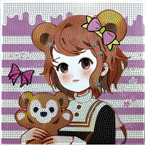 Алмазная мозаика аниме 24*24 полная выкладка круглые стразы