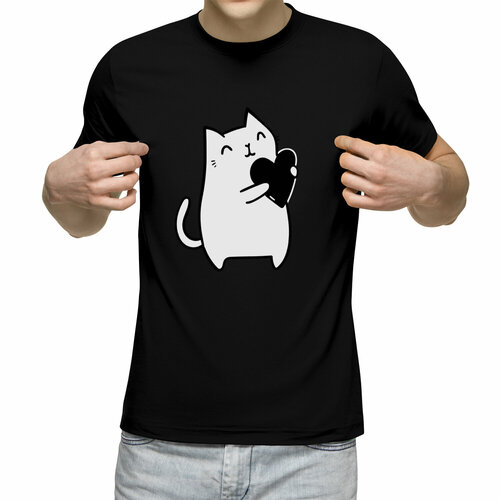 Футболка Us Basic, размер L, черный мужская футболка кот с сердцем s черный