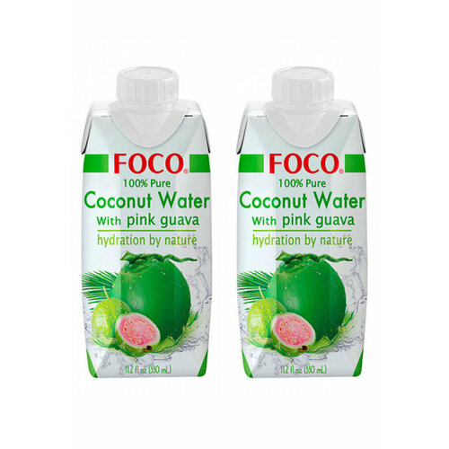 FOCO Кокосовая вода с розовой гуавой, 330 мл, 2 шт